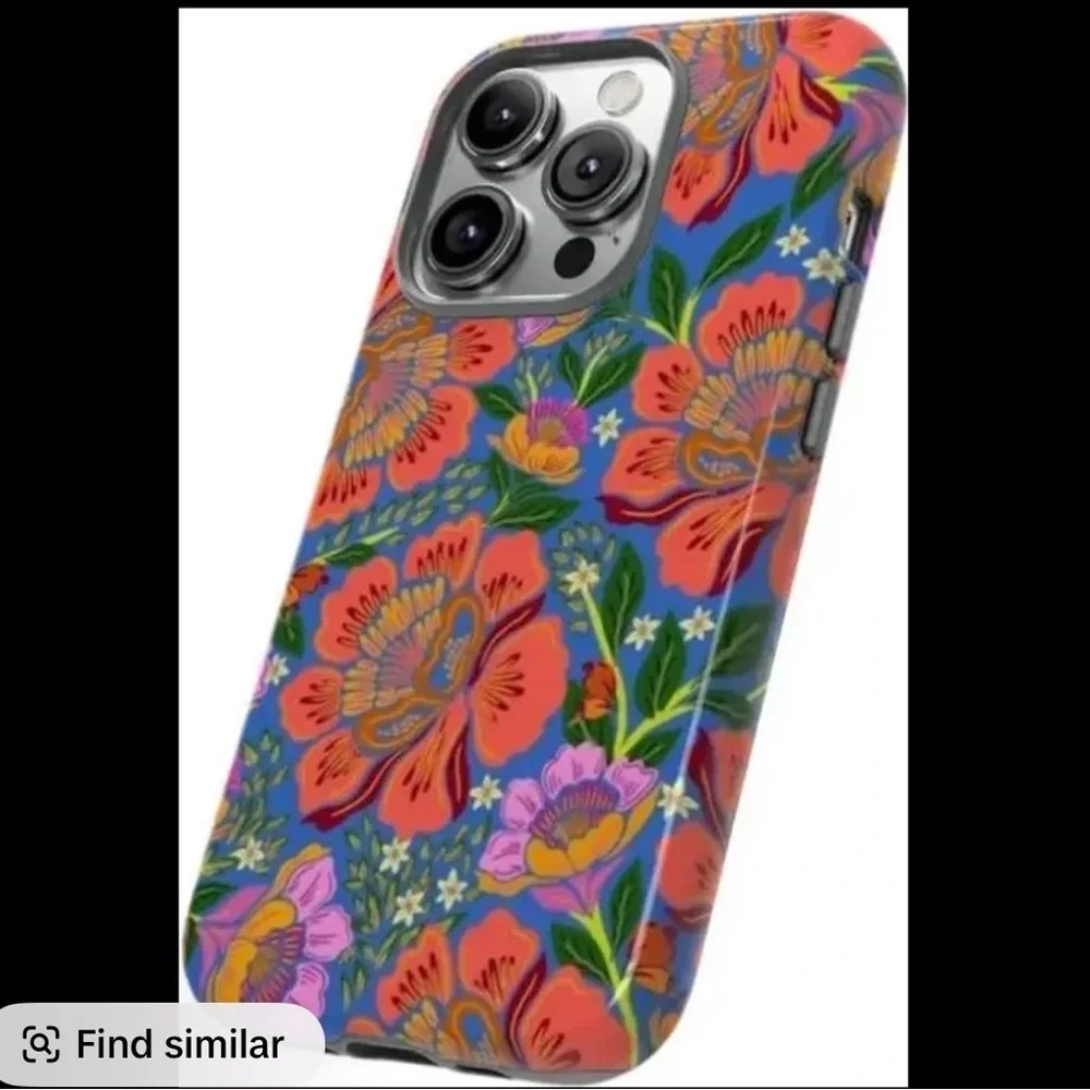 NEW iPhone 15 Pro case Bold Blue & Pink Floral Print periwinkle shock absorbing